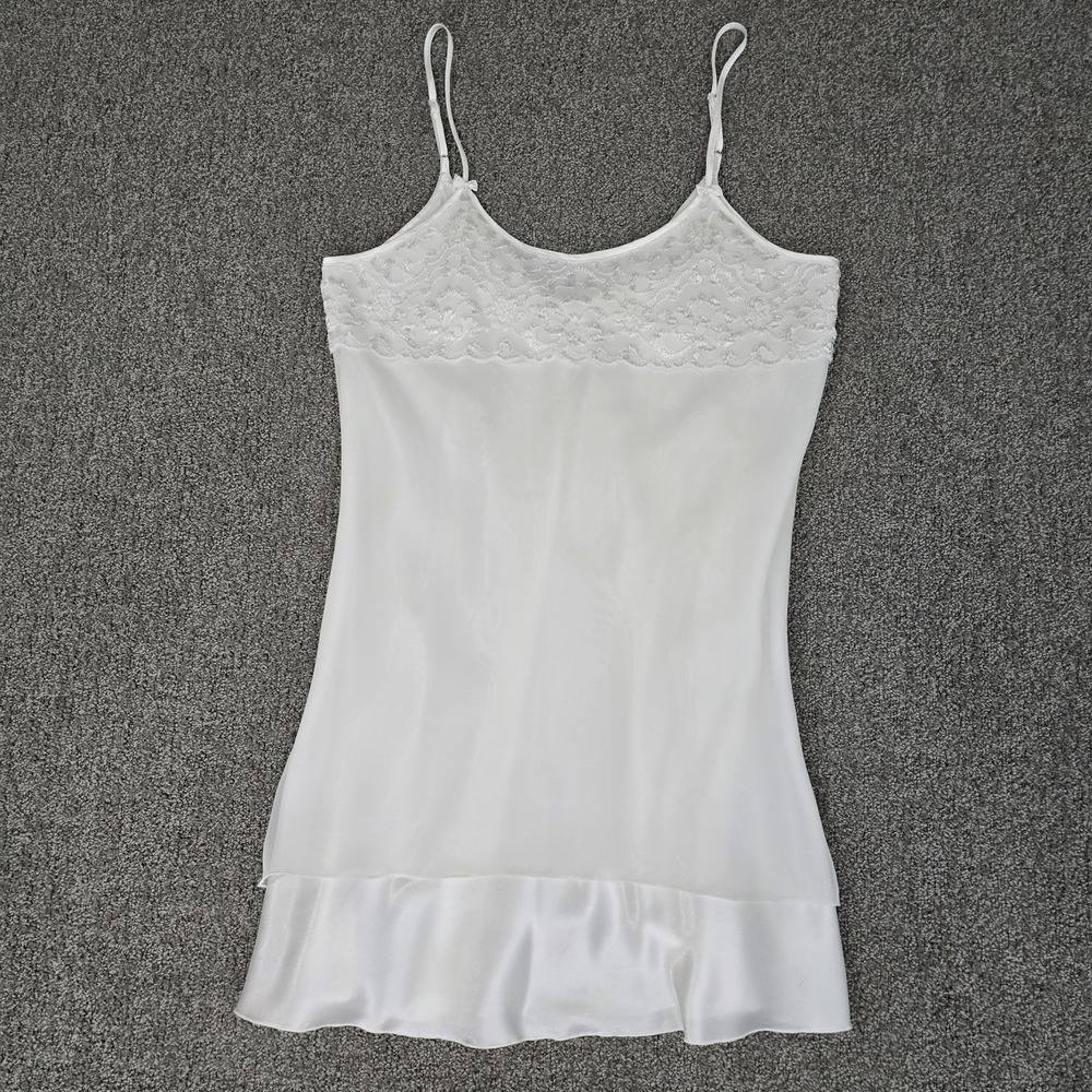 Bali Studio Vintage White Slip Dress Lingerie Nighty Lace 90's Y2K Bridal Size M